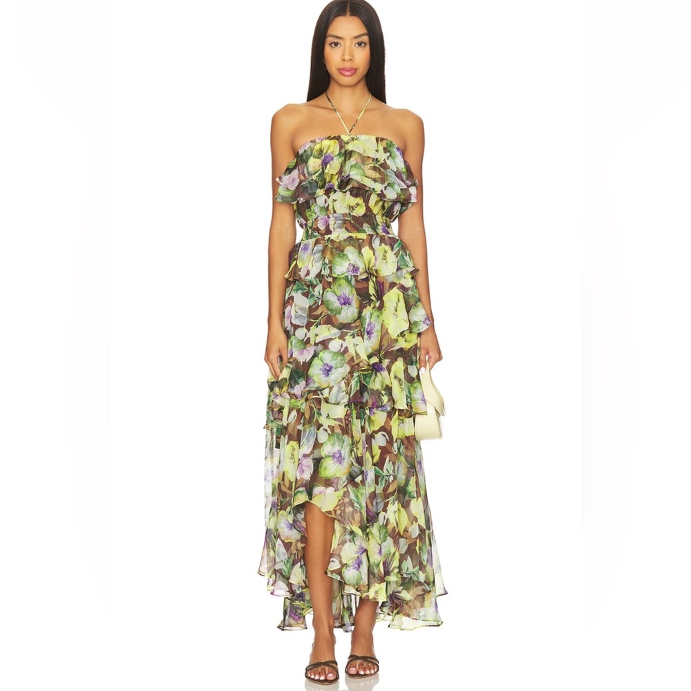 ASTR the Label Floral Dress in Green, Brown and Purple